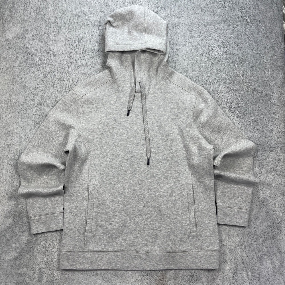 01.ALGO Hoodie Mens Medium Gray Performance Pullover Scuba Neck Stretch